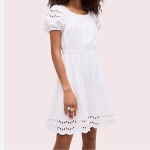 Kate Spade White Cotton Eyelet scoop neck Dress small